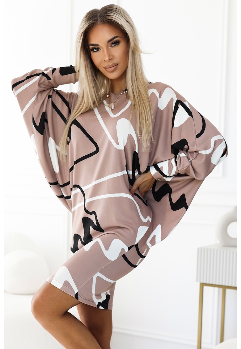 Rochie mini cu sclipici tip liliac - - Negru/Bej