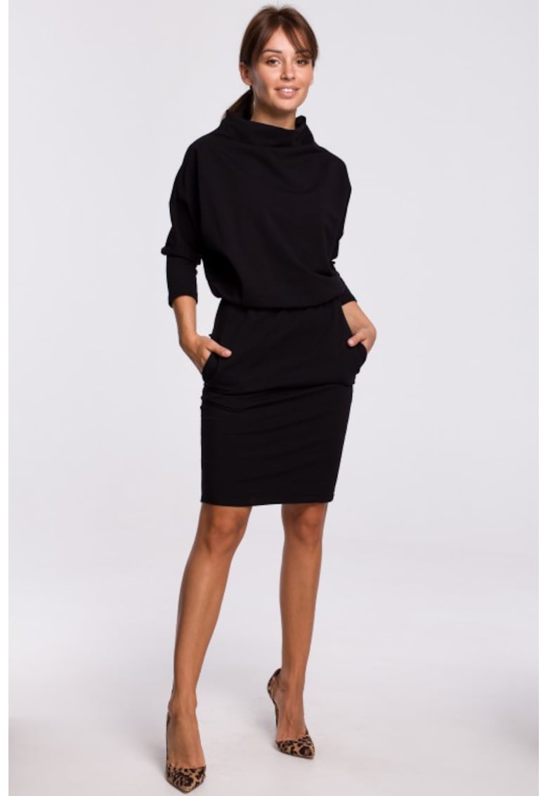 Rochie mulata cu maneci kimono - - Negru