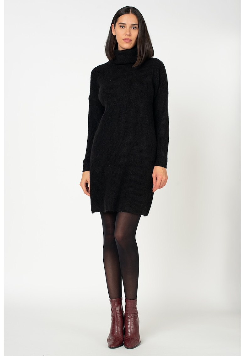 Rochie-pulover cu guler inalt Jana - Negru