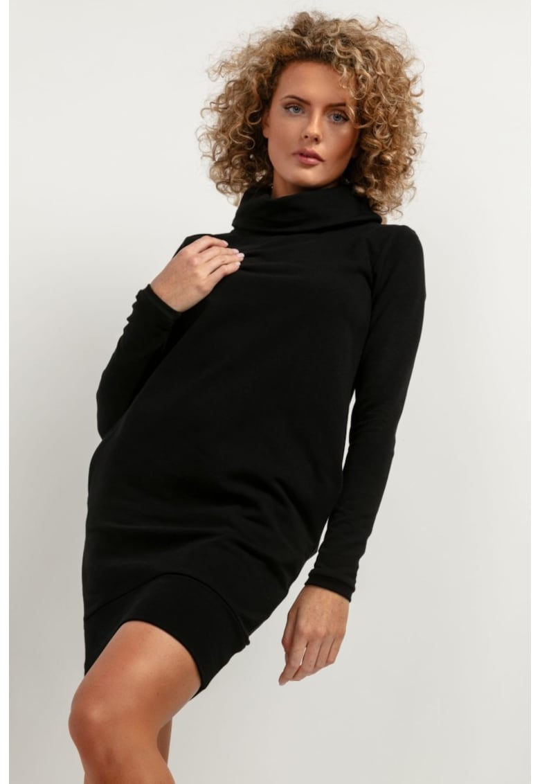 Rochie-pulover cu guler inalt T376 neagra