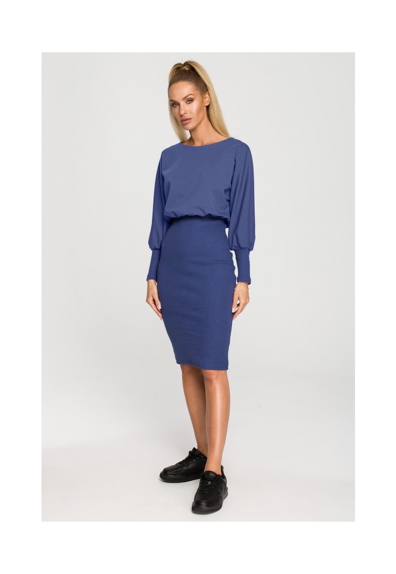 Rochie rosie din bumbac cu tesatura moale - Albastru indigo