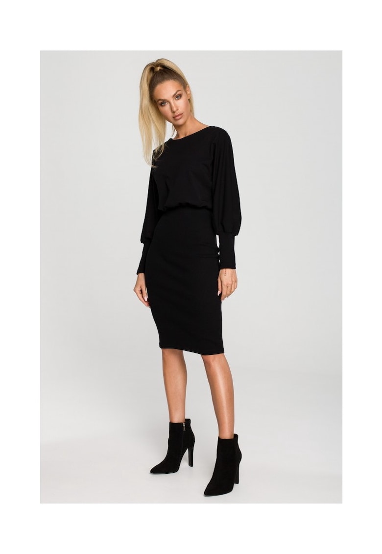 Rochie rosie din bumbac cu tesatura moale - Negru