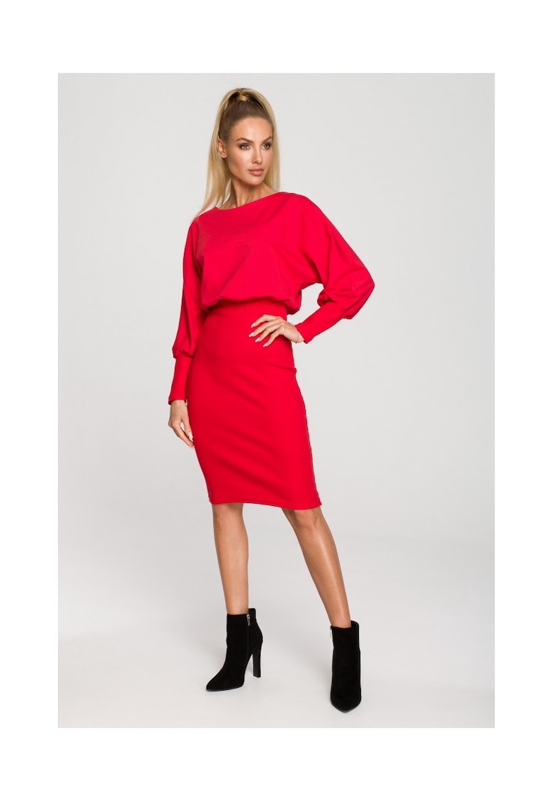 Rochie rosie din bumbac cu tesatura moale - Rosu