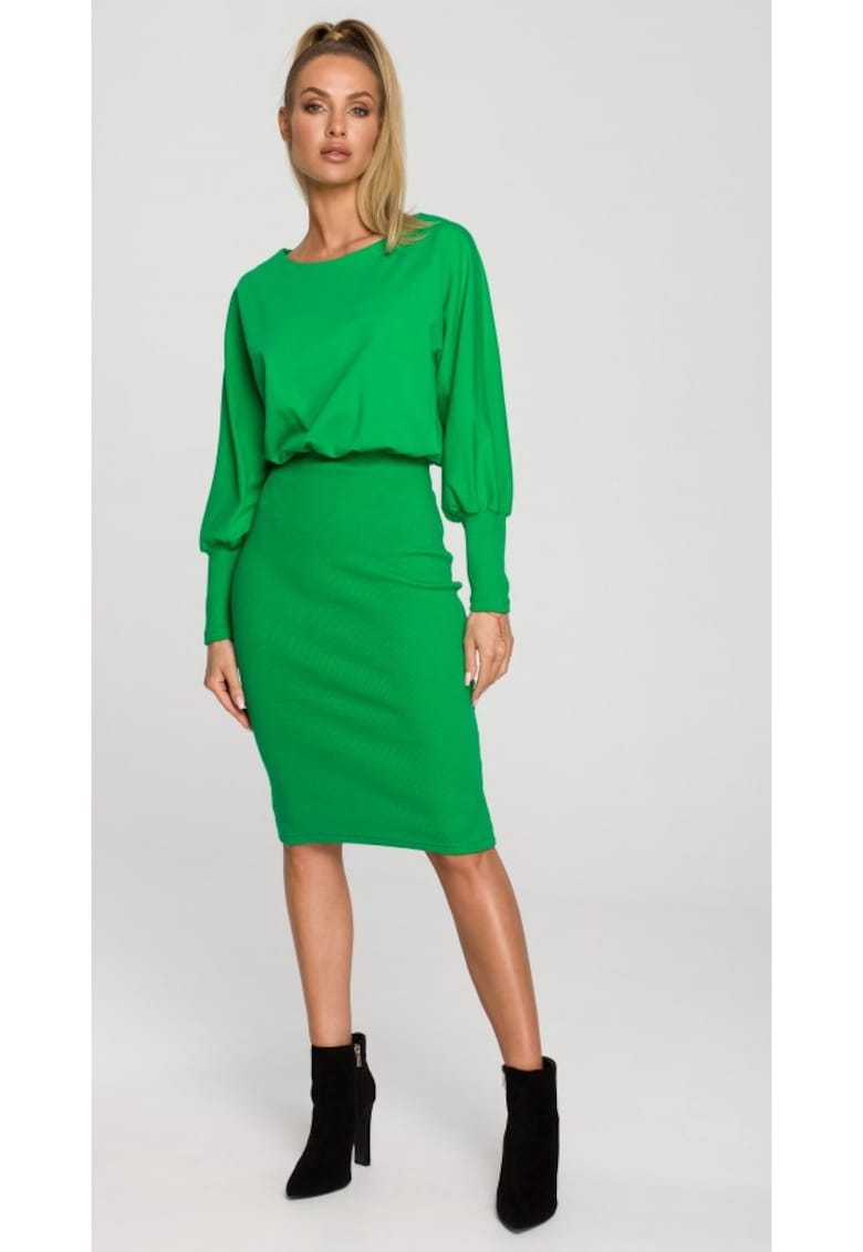 Rochie rosie din bumbac cu tesatura moale - Verde