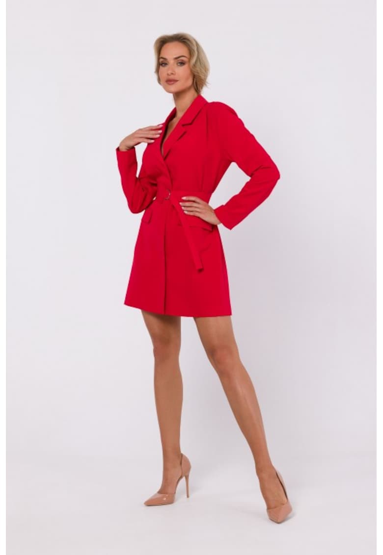 Rochie sacou cu curea - - Rosu