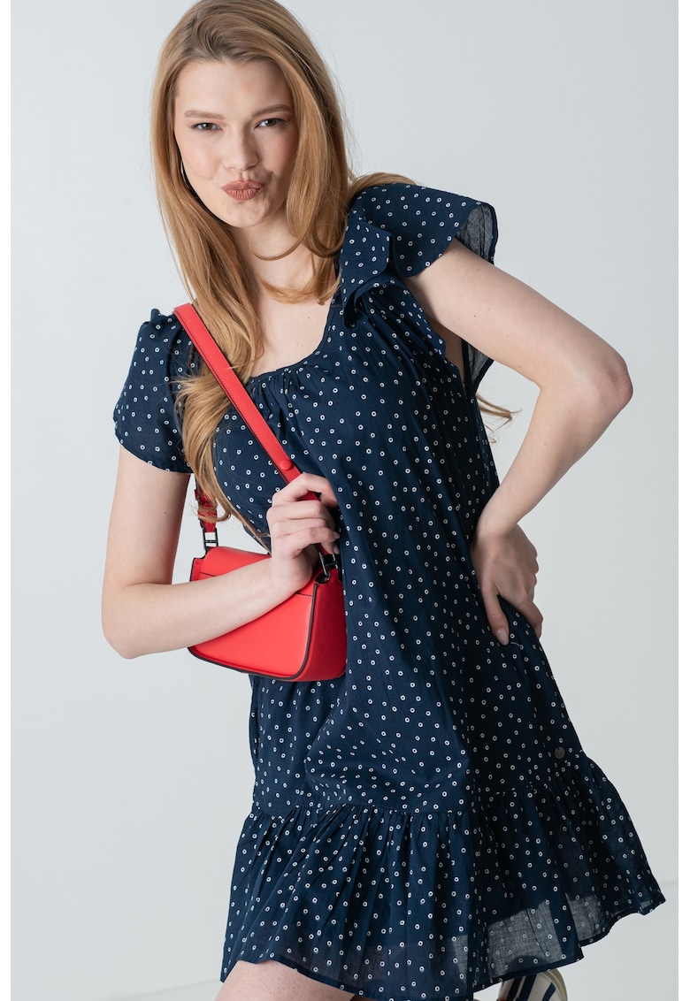 Rochie scurta cu buline - Bleumarin