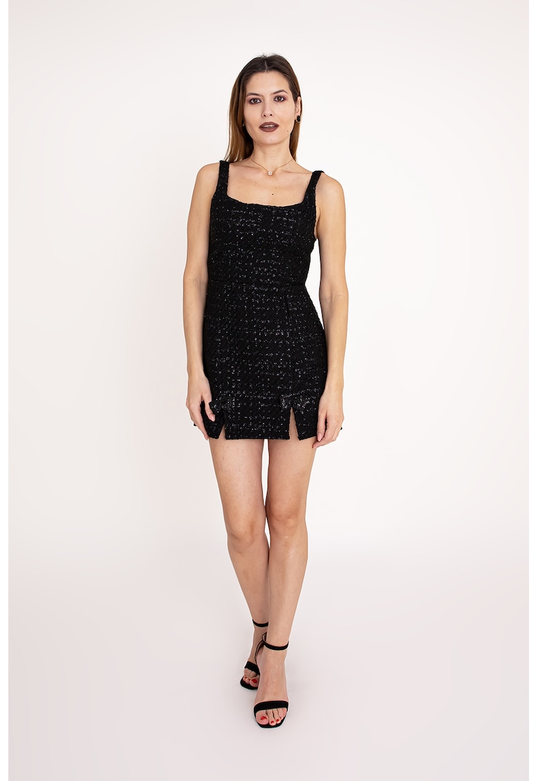 Rochie scurta cu croiala cambrata Nerissa - Negru