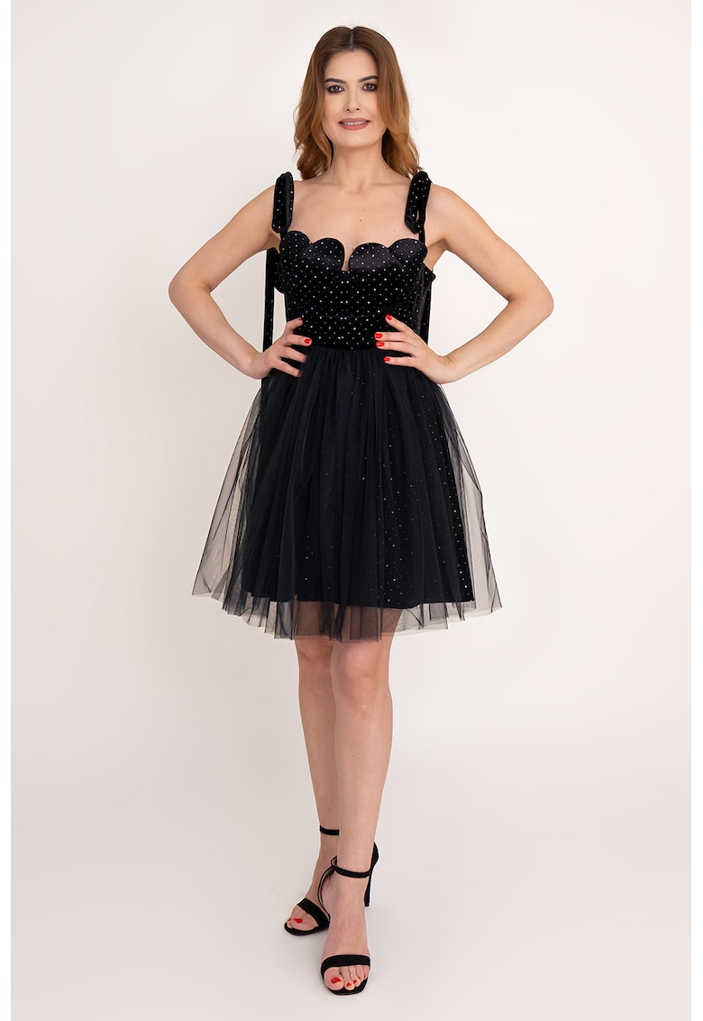 Rochie scurta fara maneci Heart - Negru