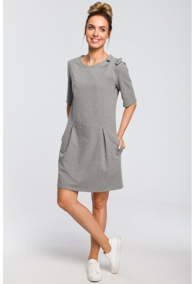 Rochie simpla cu funda pe umar - - Gri
