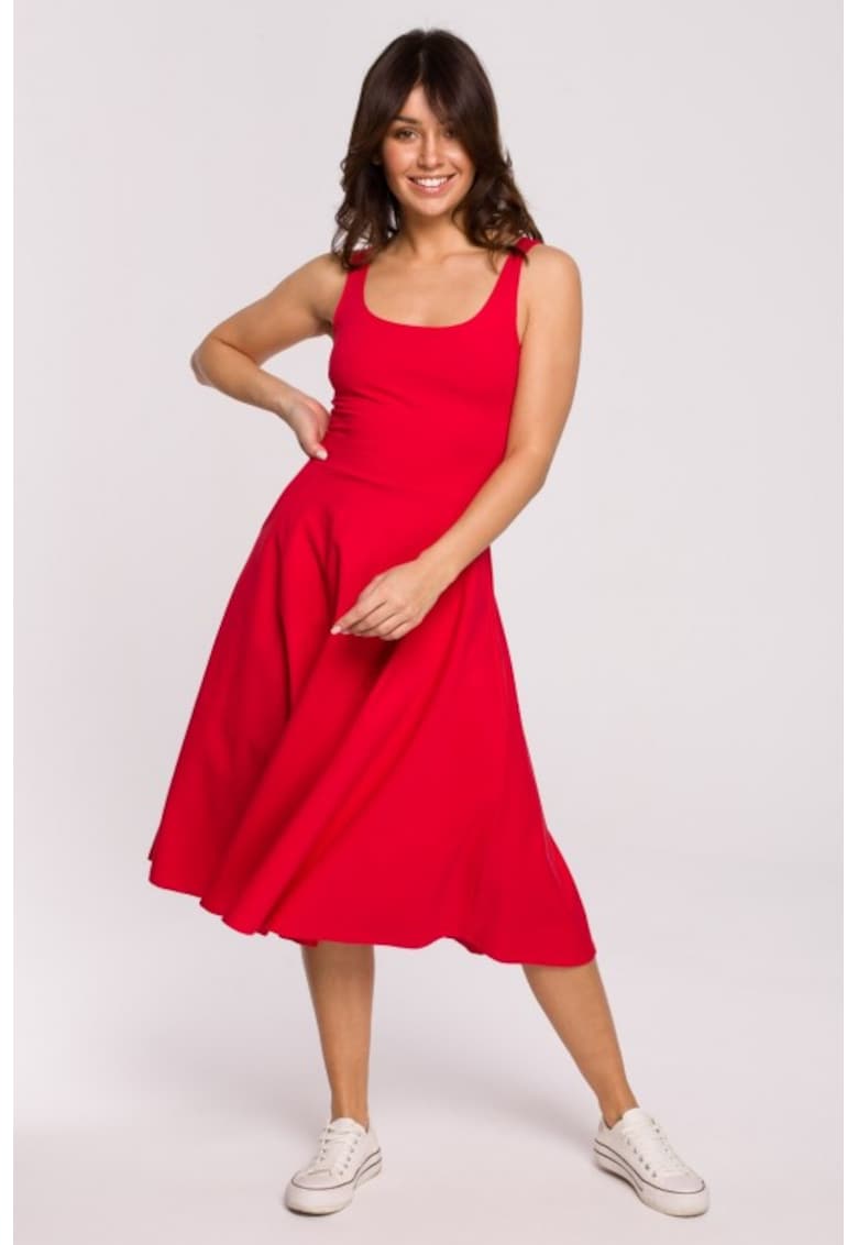 Rochie stretch cu decolteu subtire - - Rosu
