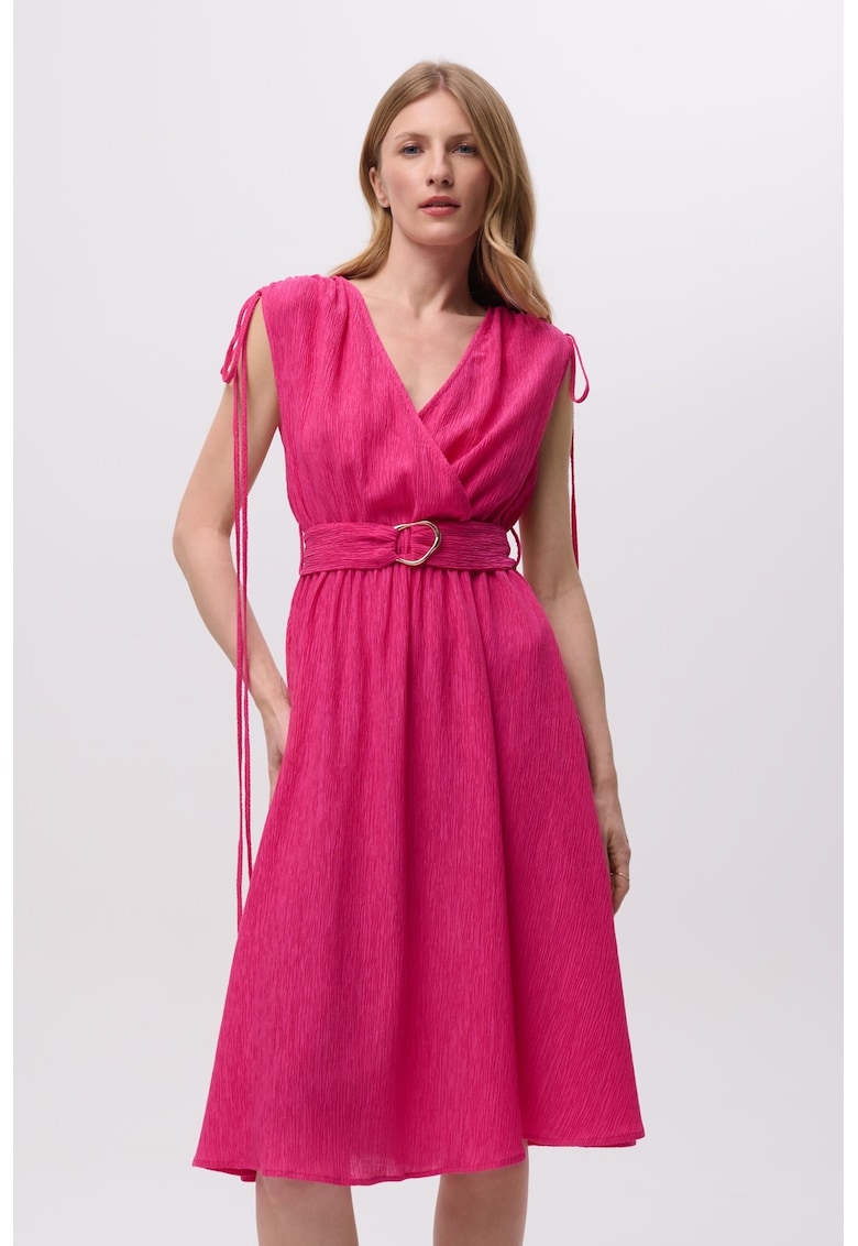 Rochie texturata din amestec de lyocell - Fucsia