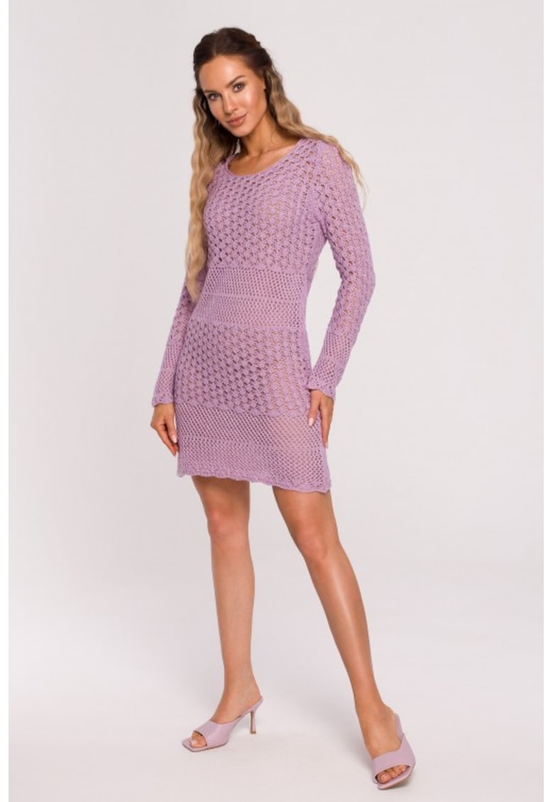 Rochie tricotata cu model ajurat - - Violet