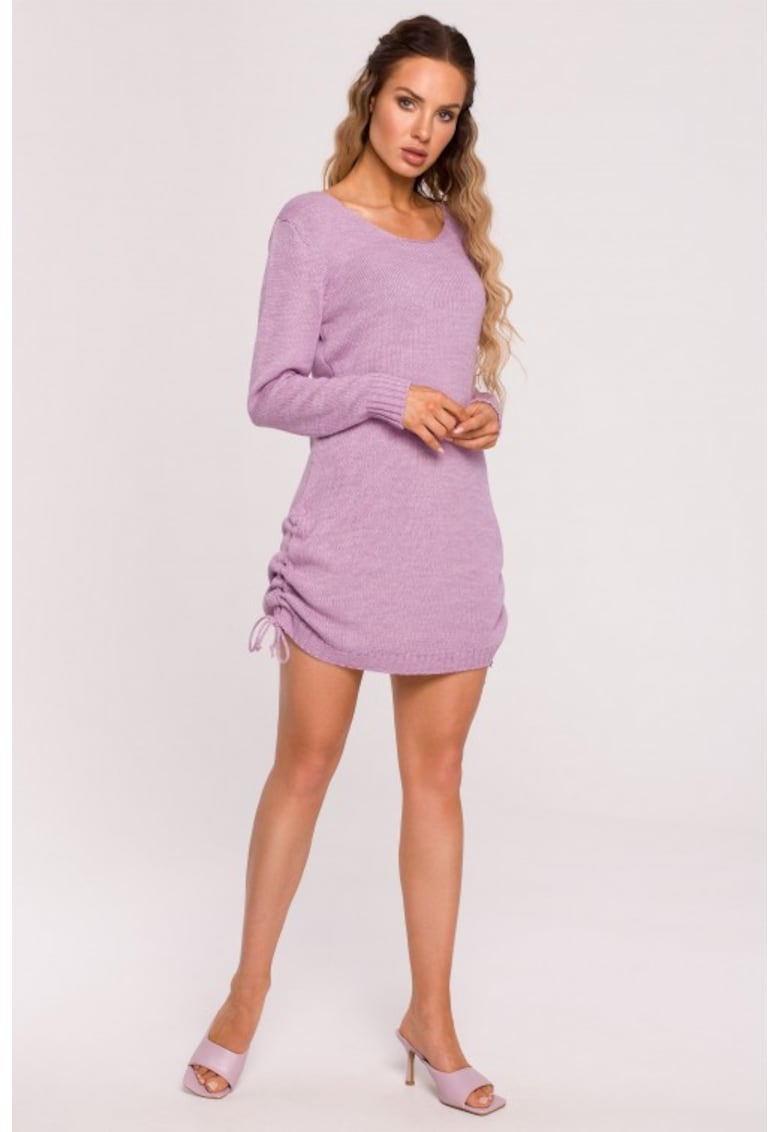 Rochie tricotata mini cu spatele decupat - - Violet