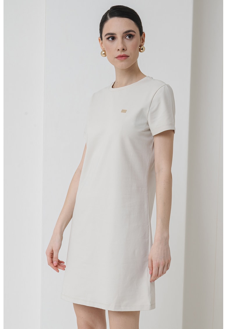 Rochie-tricou cu decolteu rotund - Alb murdar